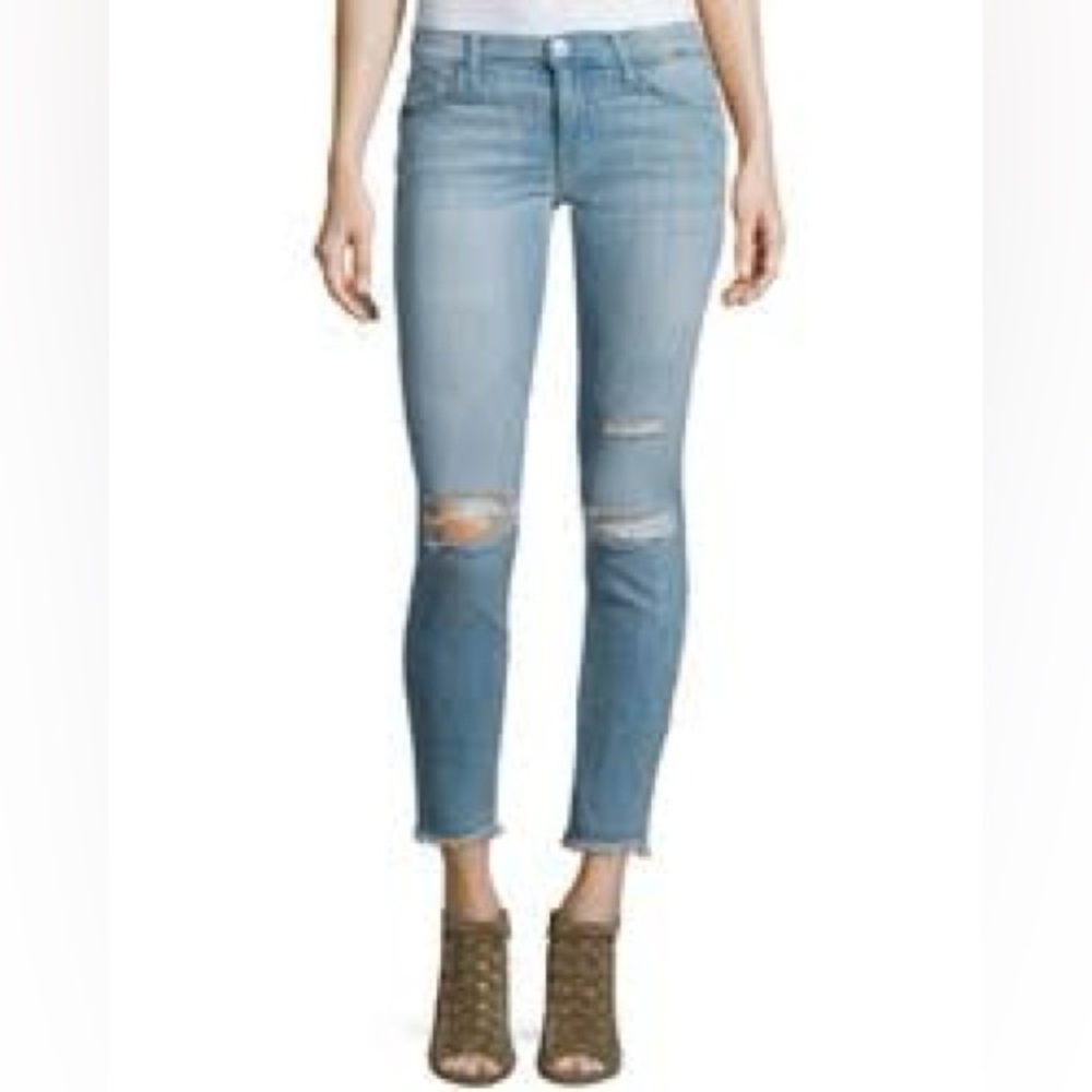 Current/Elliott The Stiletto Blue Skinny Distressed Blue Jeans Size 29